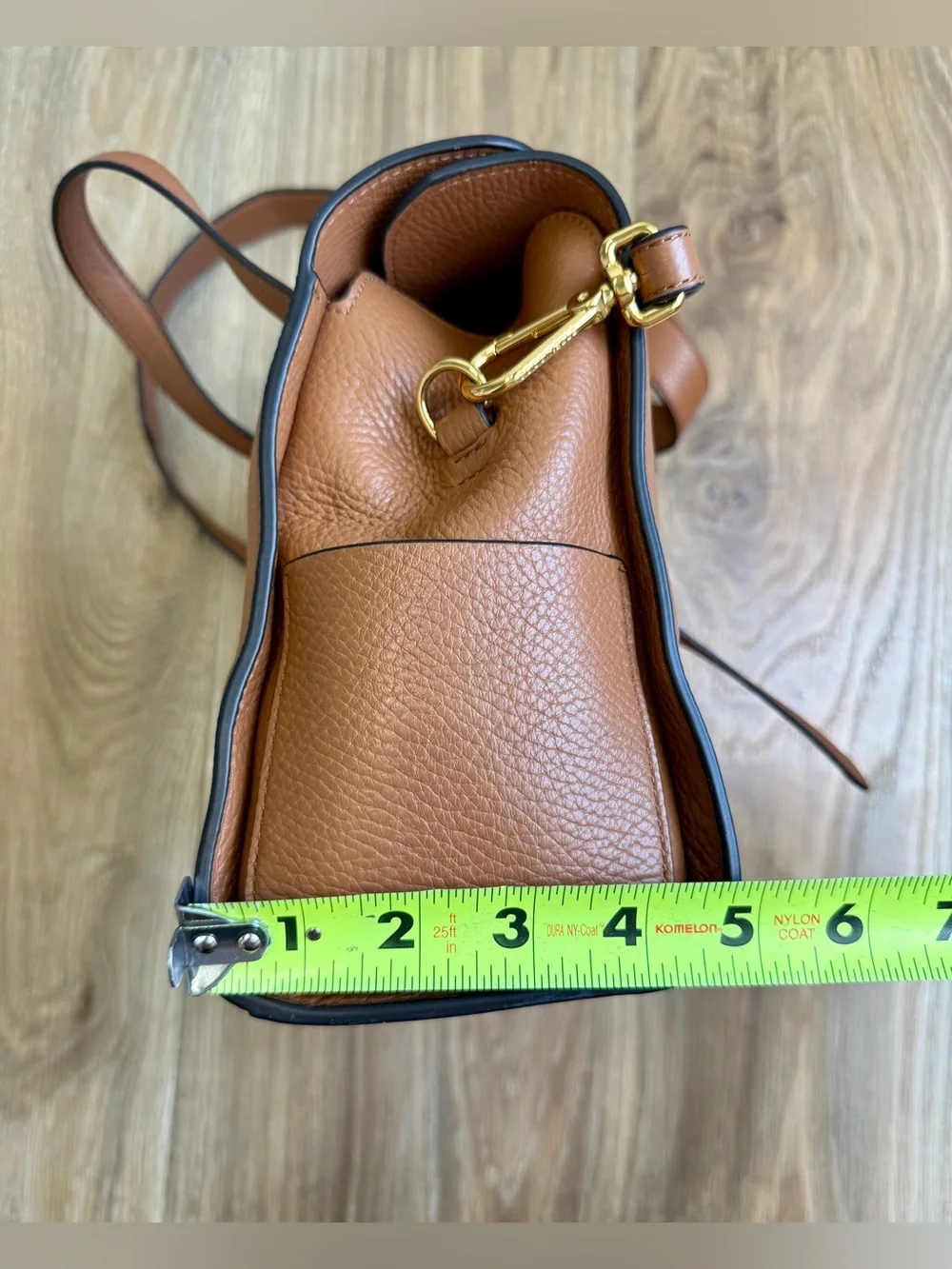 Coccinelle Authentic Italian Leather Top Handle Satchel Crossbody Bag Cognac